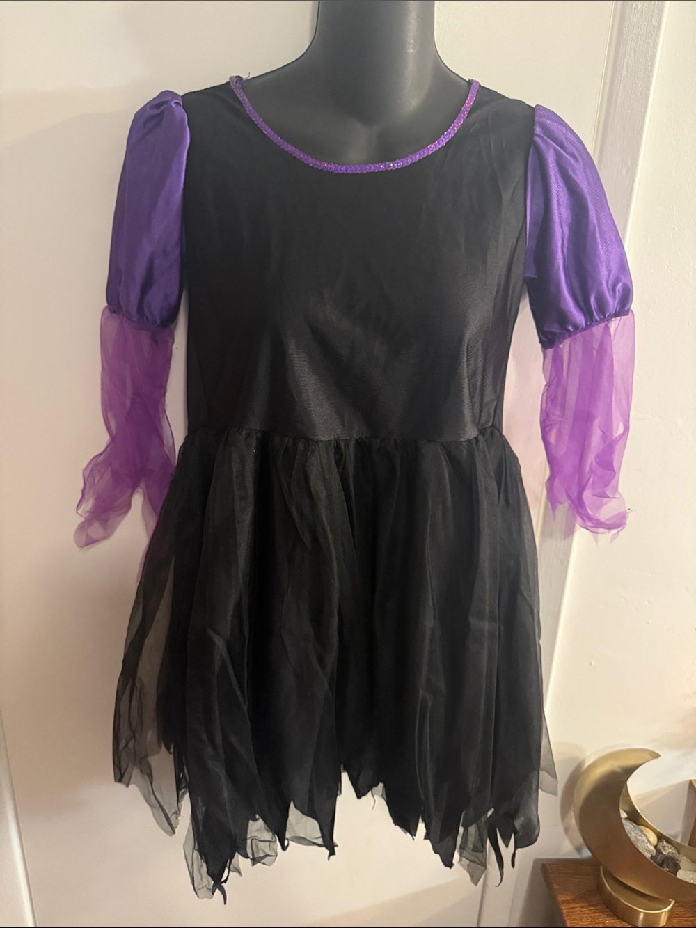 Kids Halloween Witch Costume Black Purple Like New